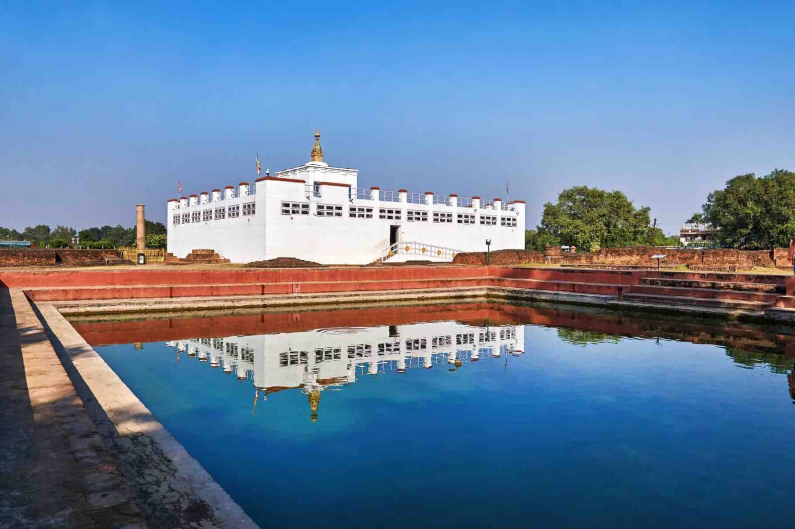 Maya Devi Temple and reflecting pool in Lumbini